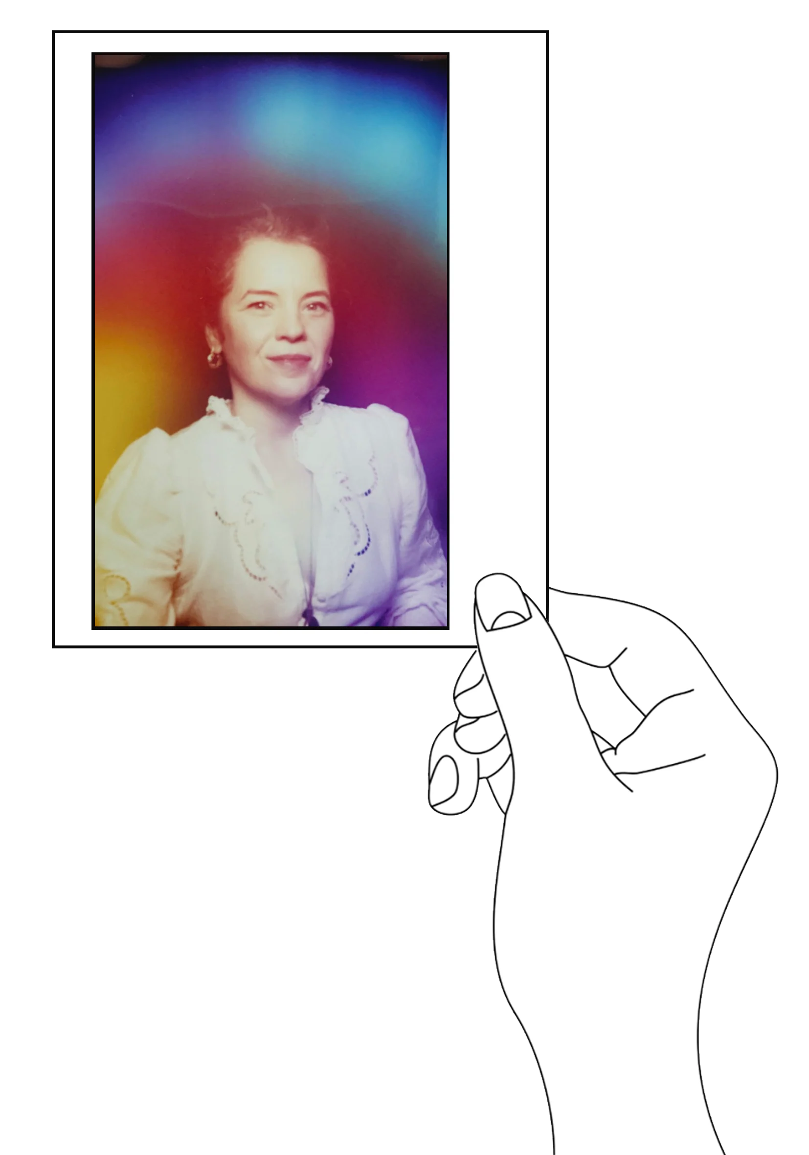 Coloured aura halo overlaid on the photo